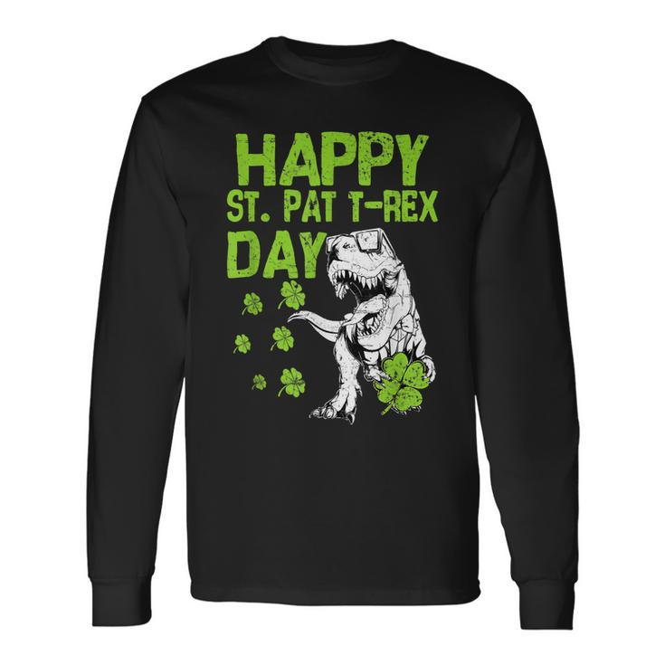 Happy St Pat Rex Day Saint Shenanigan Clover Irishman Long Sleeve T-Shirt