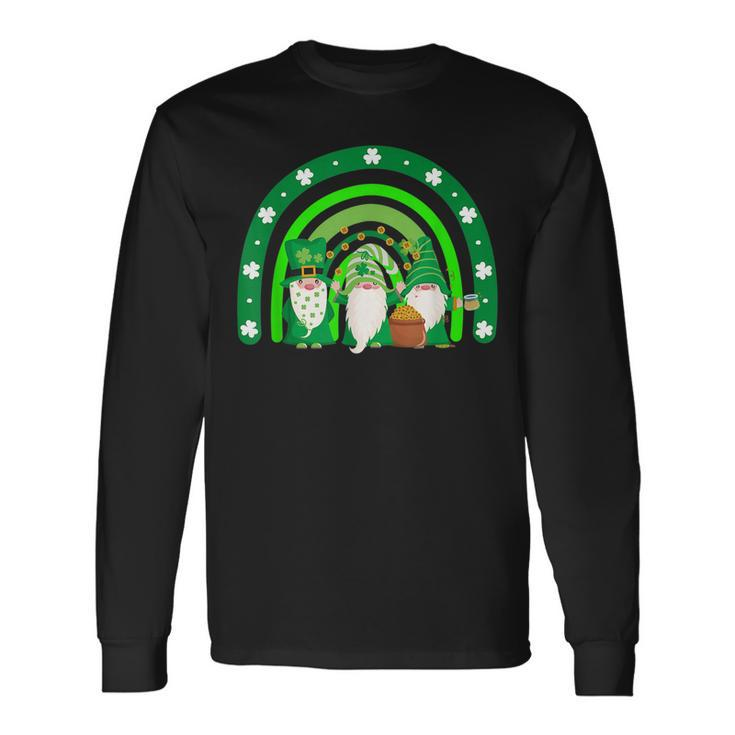 Happy St Patricks Day Irish Gnome Drinking Lucky Shamrock Long Sleeve T-Shirt