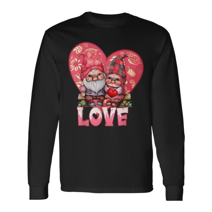 Happy Valentines Day Gnome With Love Gnome Valentines Day Long Sleeve T-Shirt