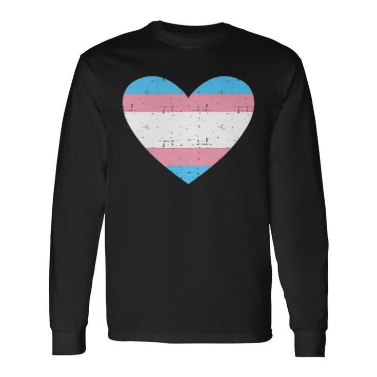 Heart With Transgender Flag For Trans Pride Month Long Sleeve T-Shirt