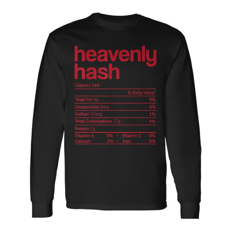 Heavenly Hash Nutrition Facts Funny Thanksgiving Christmas  Men Women Long Sleeve T-shirt Graphic Print Unisex