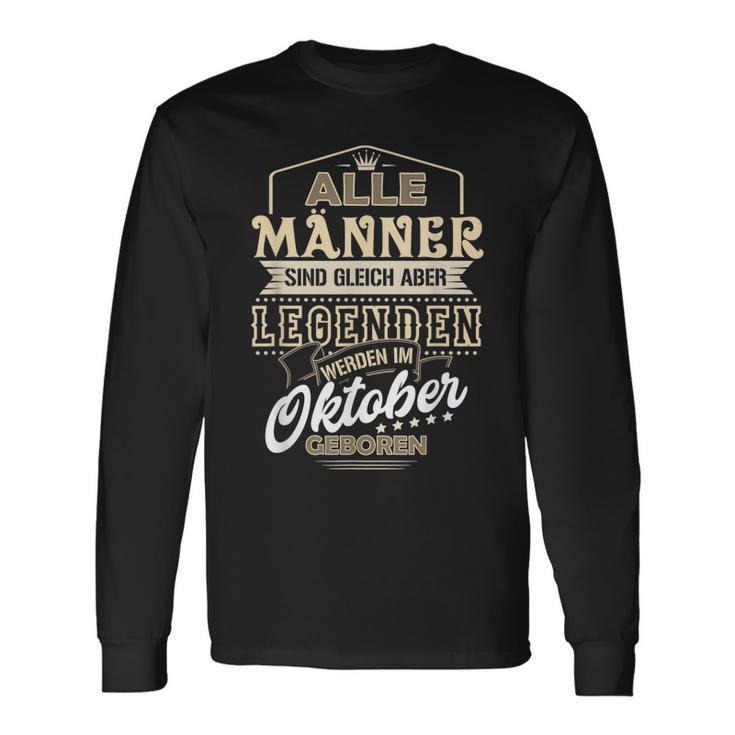 Herren Langarmshirts Legenden Geboren im Oktober, Einzigartiges Männer Tee Geschenkideen