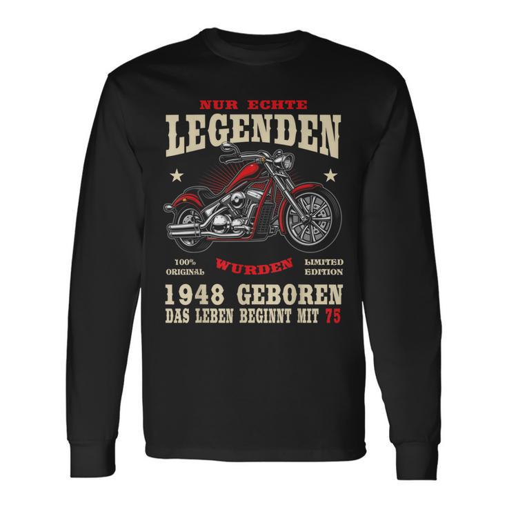 Herren Langarmshirts zum 75. Geburtstag, Biker-Motiv mit Chopper 1948 Geschenkideen