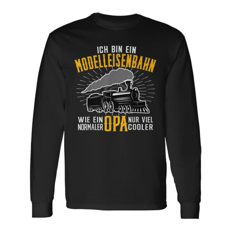 Herren Modelleisenbahn Opa Eisenbahner Modellbauer Rentner Langarmshirts Geschenkideen