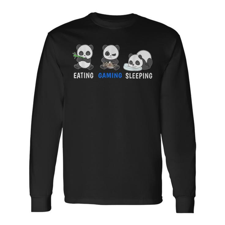 Herren Panda Gaming Langarmshirts, Essen Schlafen Videospiele, PC & Konsole Geschenkideen