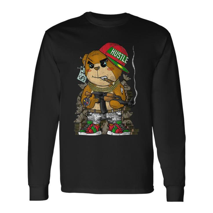Hip-Hop Clothing Hipster Teddy Bear Rap Street Wear Long Sleeve T-Shirt T-Shirt
