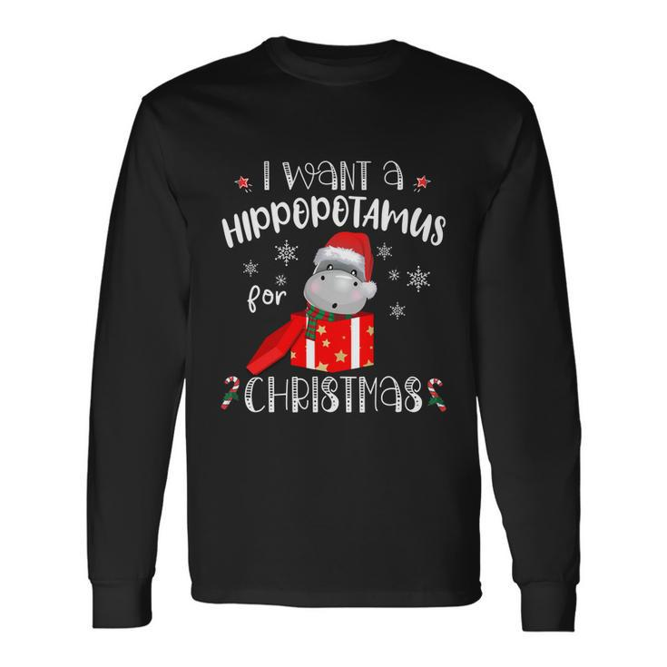 Hippopotamus For Christmas Matching Xmas Hippo Pajama Long Sleeve T-Shirt