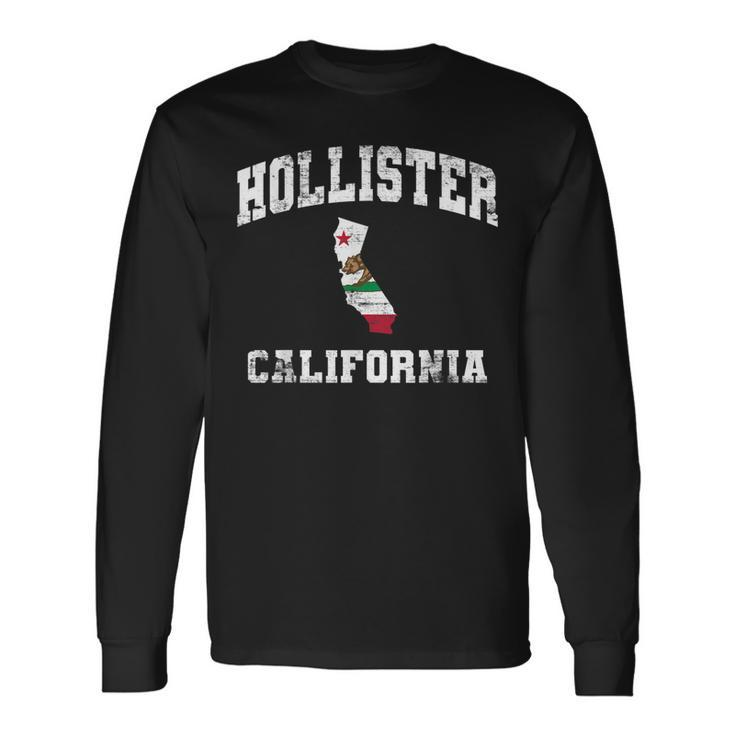 Hollister California Ca State Flag Vintage Athletic Style Long Sleeve T-Shirt T-Shirt
