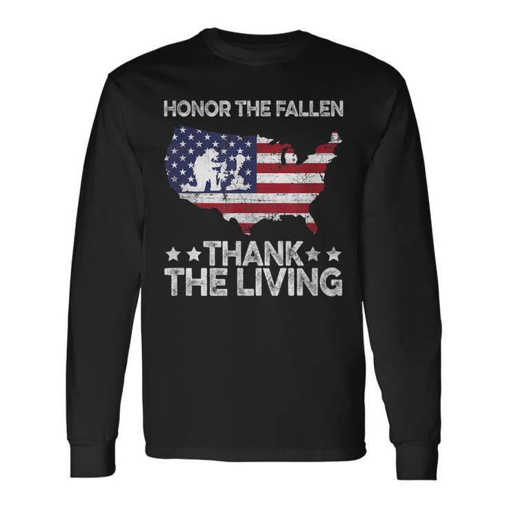 Honor The Fallen Thank The Living Veteran Military   Men Women Long Sleeve T-shirt Graphic Print Unisex