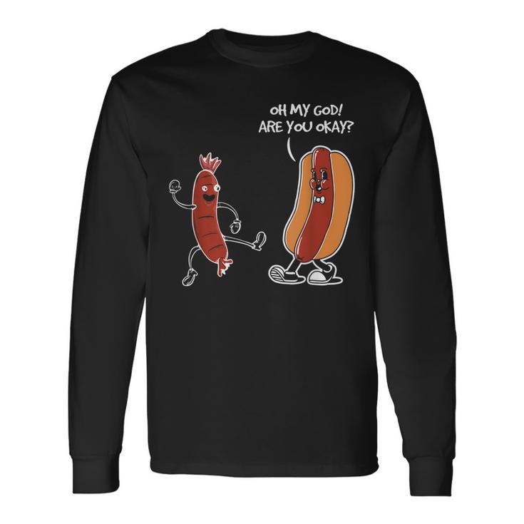 Hot Dog Comic Schwarzes Langarmshirts Oh My God, Are You Okay? Lustiges Design Geschenkideen