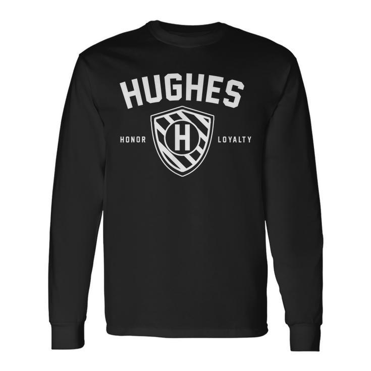 Hughes Shield Last Name Crest Matching Reunion Men Women Long Sleeve T-Shirt T-shirt Graphic Print