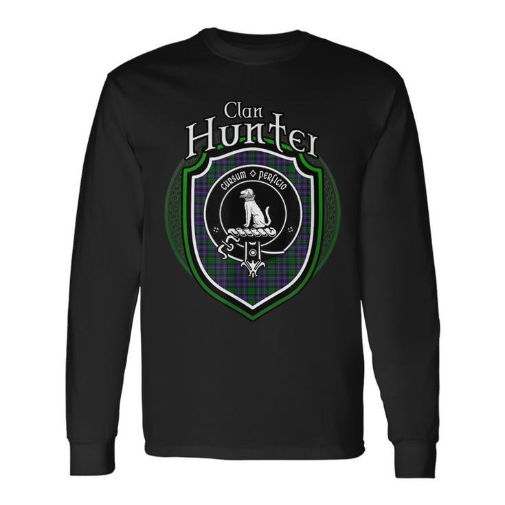 Hunter Clan Crest Scottish Clan Hunter Crest Badge Long Sleeve T-Shirt