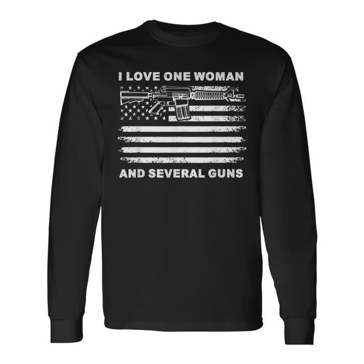I Love One Woman & Several Guns Vintage Usa Flag Dad Grandpa Men Women Long Sleeve T-shirt Graphic Print Unisex Gifts ideas