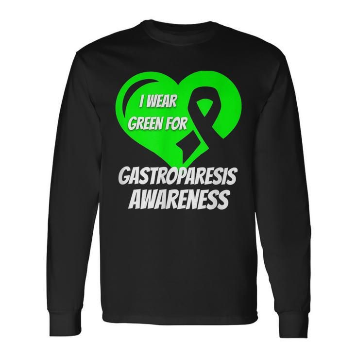 I Wear Green For Gastroparesis Awareness Mom Dad  Men Women Long Sleeve T-shirt Graphic Print Unisex