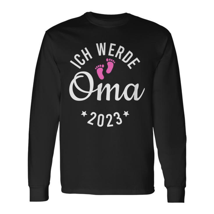 Ich Werde Oma 2023 Langarmshirts, Lustiges Oberteil mit Fußabdrücken Geschenkideen