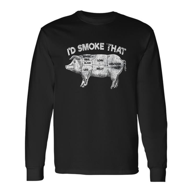 Id Smoke That Pig Grill BBQ Meat Barbeque Men Women Long Sleeve T-Shirt T-shirt Graphic Print