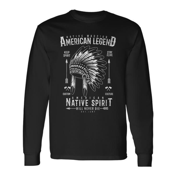 Indianer Krieger Amerikanische Legende Indianer Langarmshirts Geschenkideen