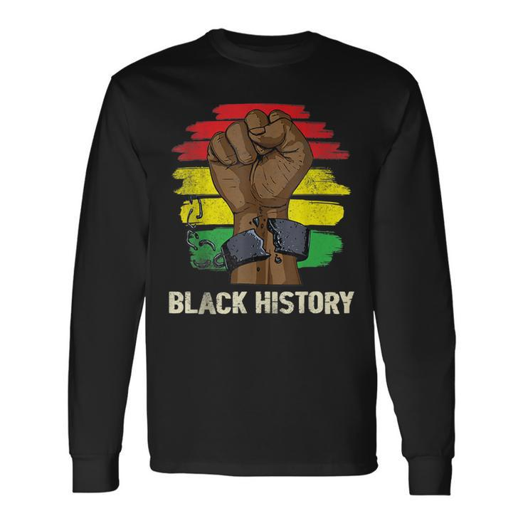 Inspiring Black Leaders Power Fist Hand Black History Month  V2 Men Women Long Sleeve T-shirt Graphic Print Unisex