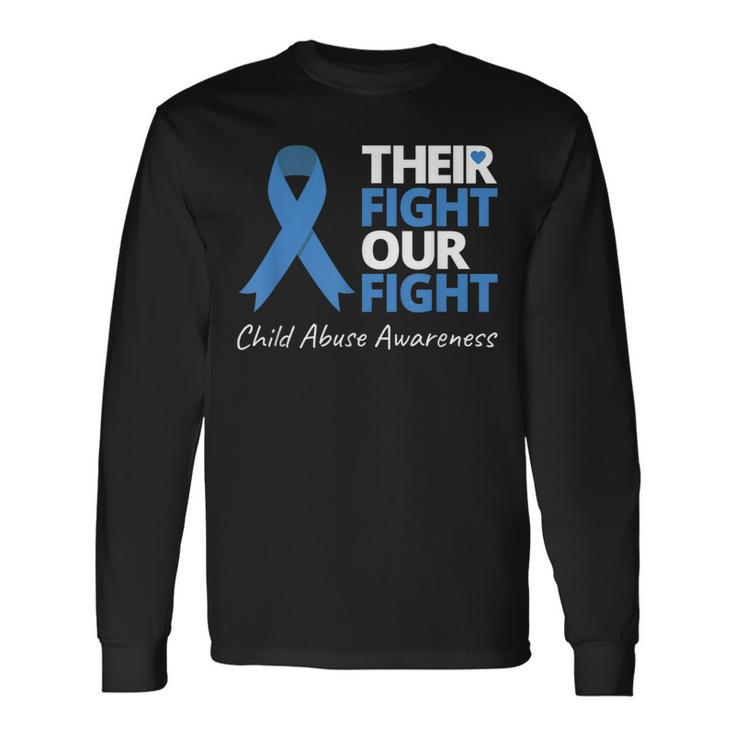 Their Fight Our Fight Child Abuse Awareness Blue Ribbon Long Sleeve T-Shirt T-Shirt