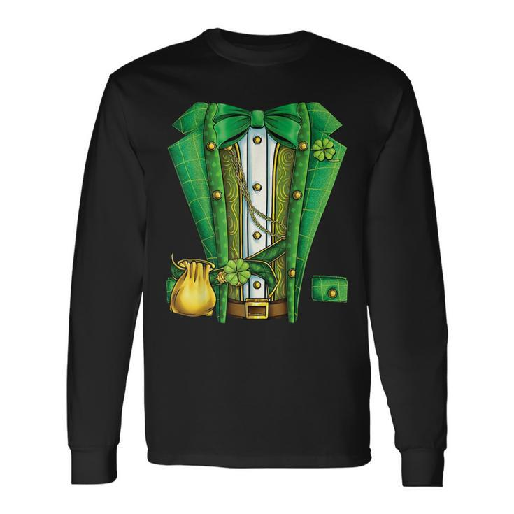 Irish Leprechaun Costume Suit Tuxedo St Patricks Day Long Sleeve T-Shirt T-Shirt