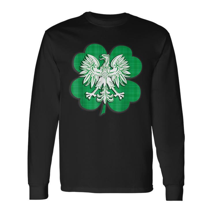 Irish Polish Heritage Shamrock St Patricks Day Polska Long Sleeve T-Shirt