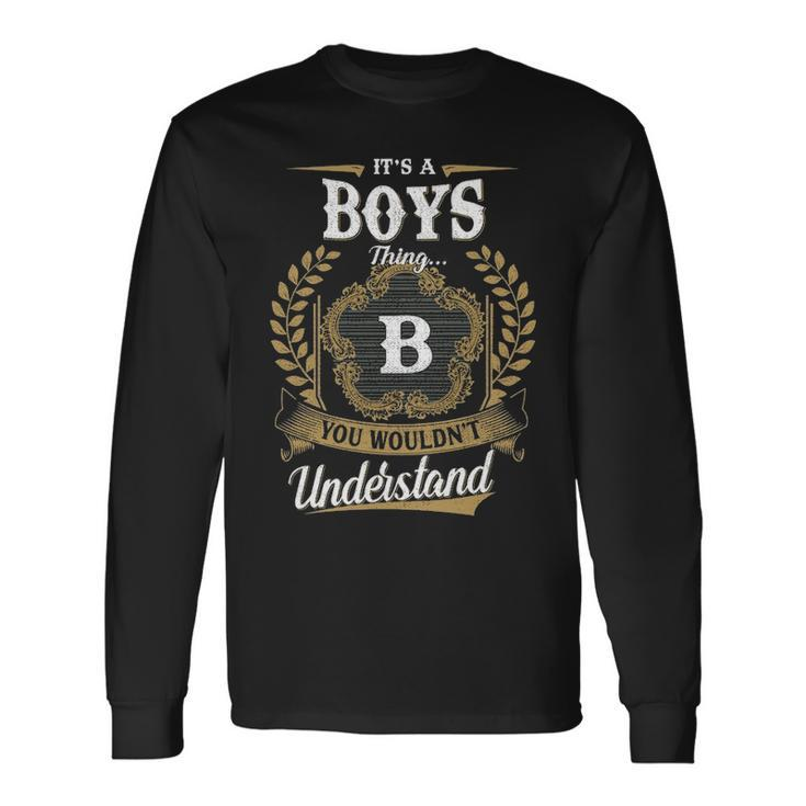 Its A Boys Thing You Wouldnt Understand Shirt Boys Crest Coat Of Arm Long Sleeve T-Shirt