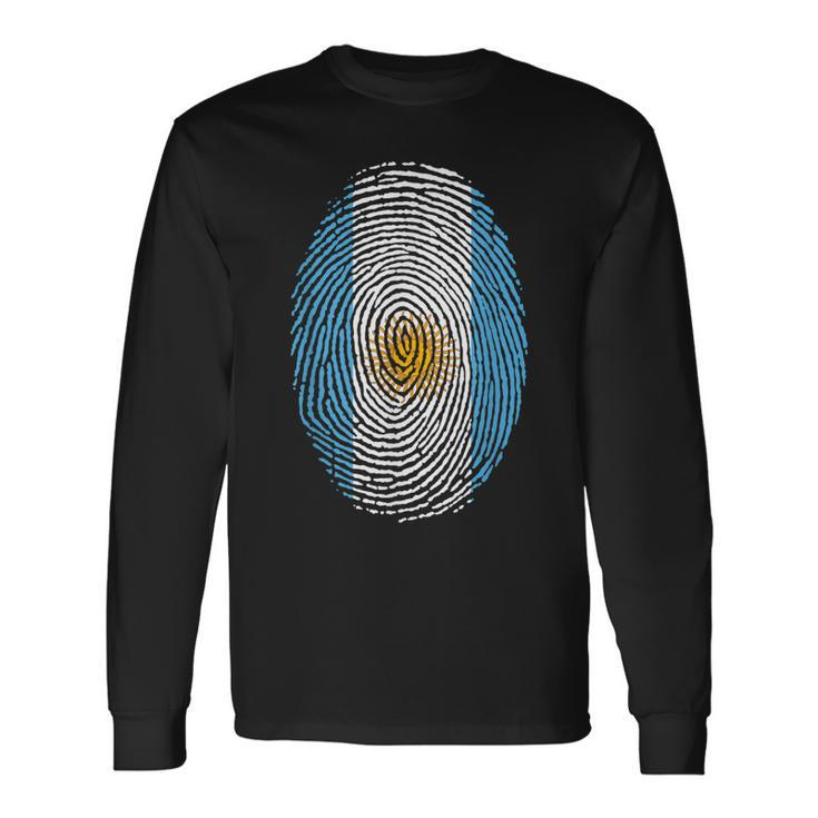 Its In My Dna Fingerprint Argentina Flag Pride Sun Of May Men Women Long Sleeve T-shirt Graphic Print Unisex Gifts ideas