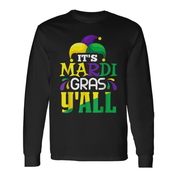Its Mardi Gras Yall Mardi Gras Festival Party Mask Costume Long Sleeve T-Shirt