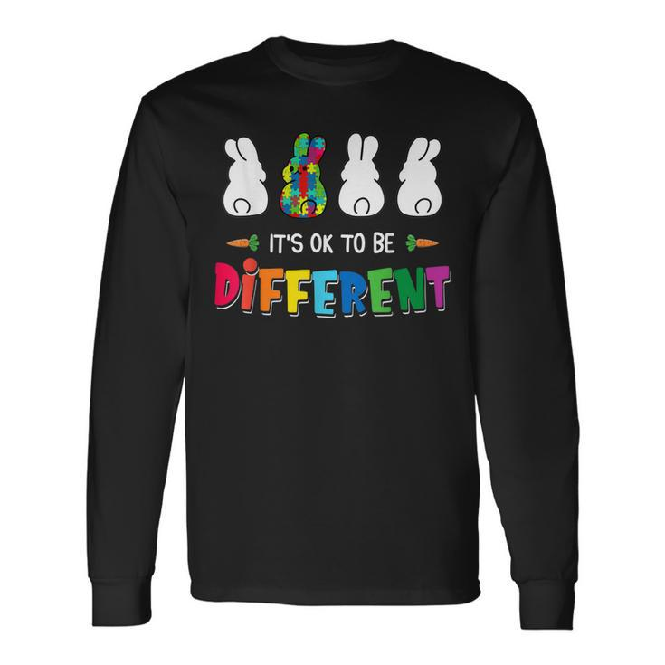 Its Ok To Be Different Bunny Rabbit Autism Awareness Outfit Long Sleeve T-Shirt T-Shirt