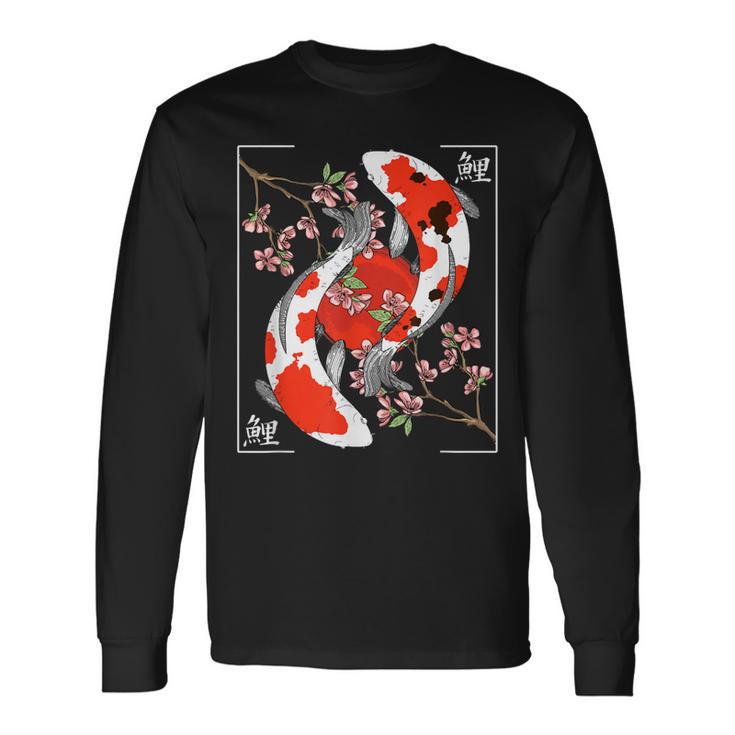 Cherry Blossom Koi Carp Fish Japanese Sakura Graphic Art Tall T-Shirt