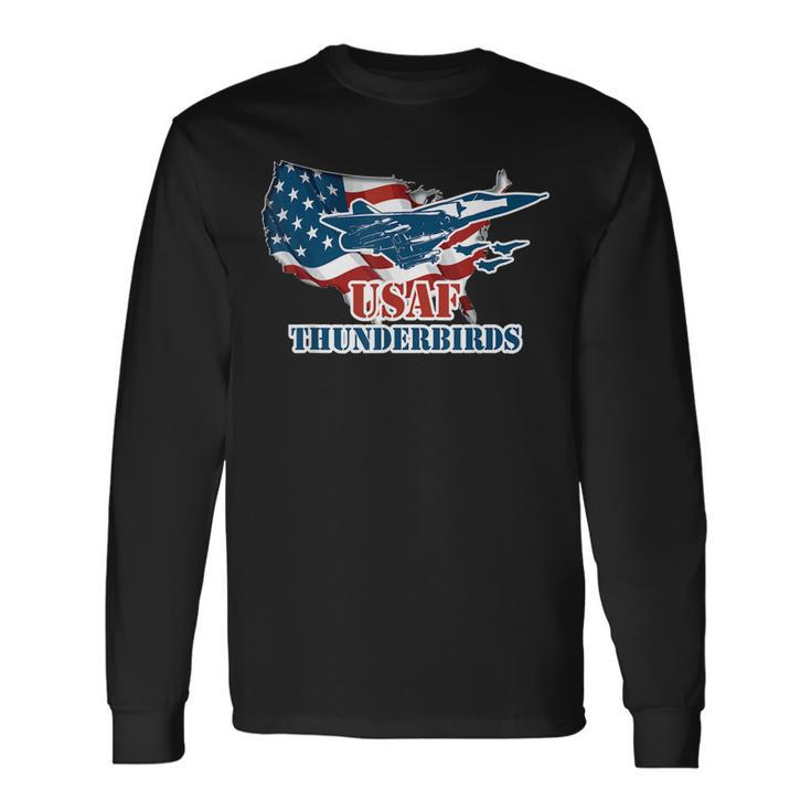 Graphic Jet American Flag Usaf Thunderbird Long Sleeve T-Shirt
