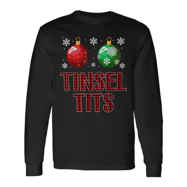 Jingle Balls Tinsel Tits Couple Christmas Couples Matching Men Women Long Sleeve T-shirt Graphic Print Unisex Gifts ideas
