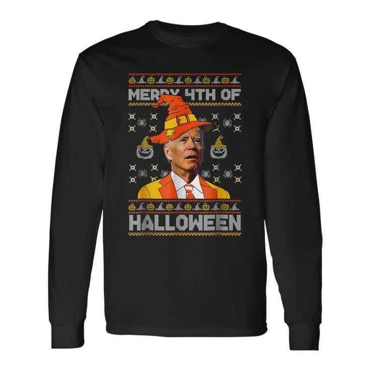 Joe Biden Merry 4Th Of Halloween Costume Scary Pumpkin Men Women Long Sleeve T-Shirt T-shirt Graphic Print