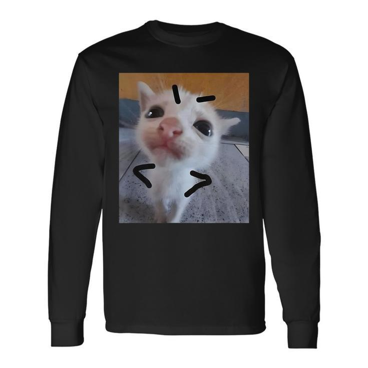 Judgy Kitty Cat Lover Angry Kitten Meme Cute Graphic Long Sleeve T-Shirt T-Shirt