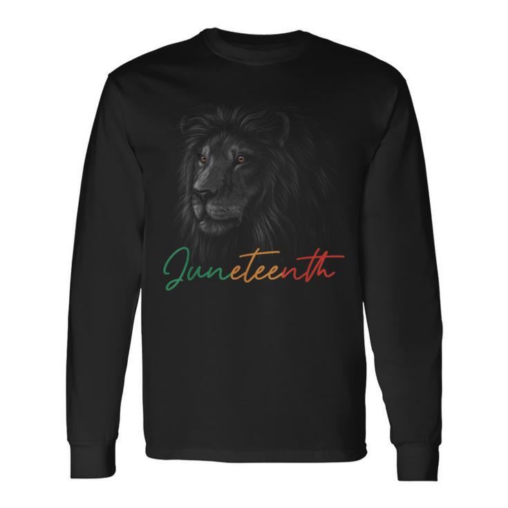 Juneteenth Black King Melanin Dad Fathers Day Lion Leo Long Sleeve T-Shirt T-Shirt