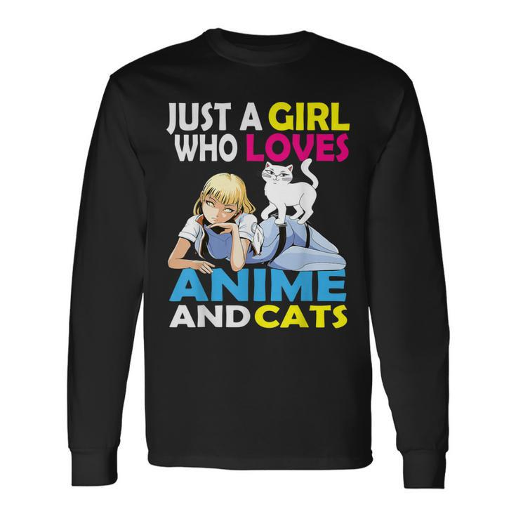 Just A Girl Who Loves Anime And Cats Anime Long Sleeve T-Shirt T-Shirt