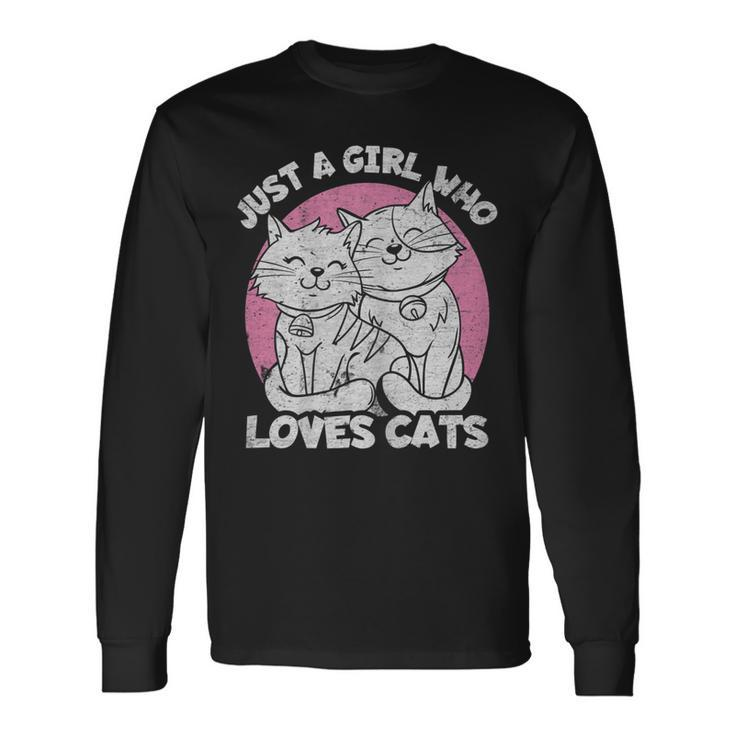 Just A Girl Who Loves Cats Cute Cat For Women Girls Long Sleeve T-Shirt Gifts ideas