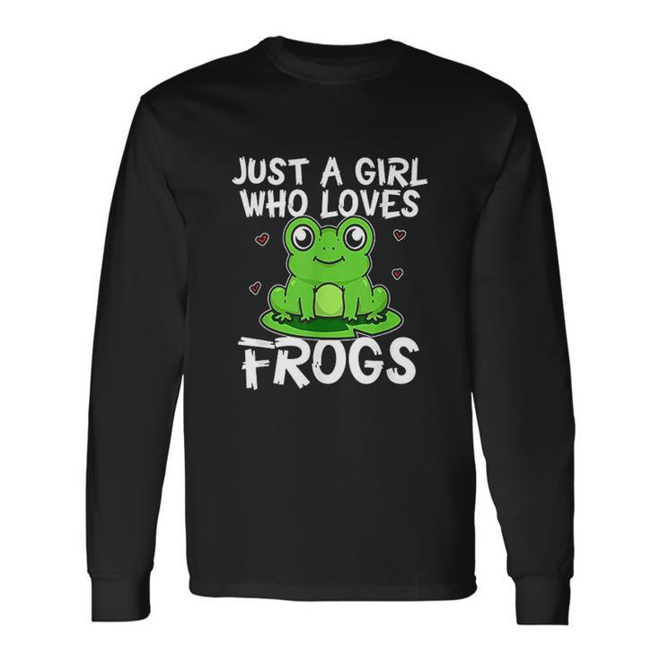 Just A Girl Who Loves Frogs Cute Green Frog Costume Men Women Long Sleeve T-Shirt T-shirt Graphic Print