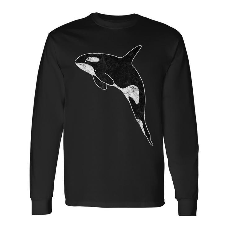 Killer Whale Orca Aquatic Sea Ocean Distressed Long Sleeve T-Shirt T-Shirt