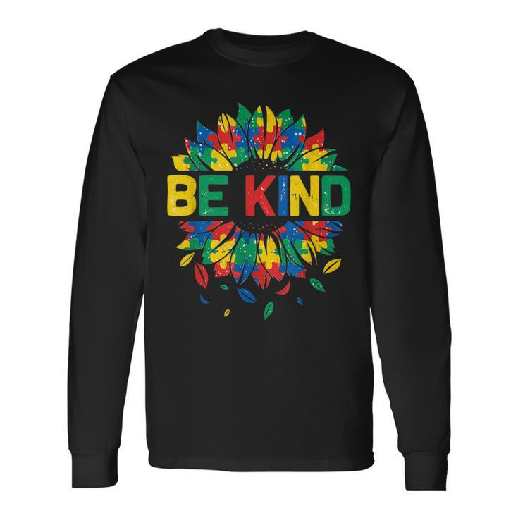 Be Kind Autism Awareness Girls Sunflower Long Sleeve T-Shirt T-Shirt