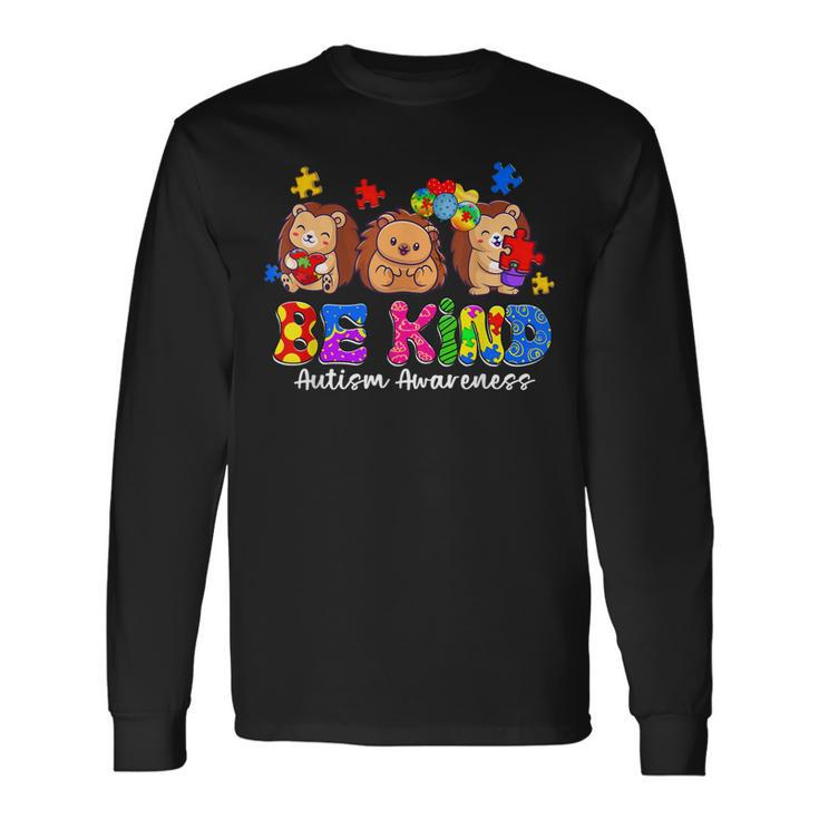 Be Kind Hedgehog Puzzle Pieces Autism Awareness Long Sleeve T-Shirt T-Shirt