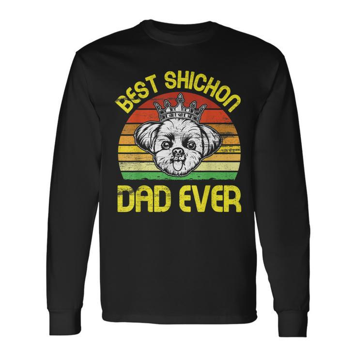 King Dog Best Shichon Dad Ever Vintage Retro Father Long Sleeve T-Shirt