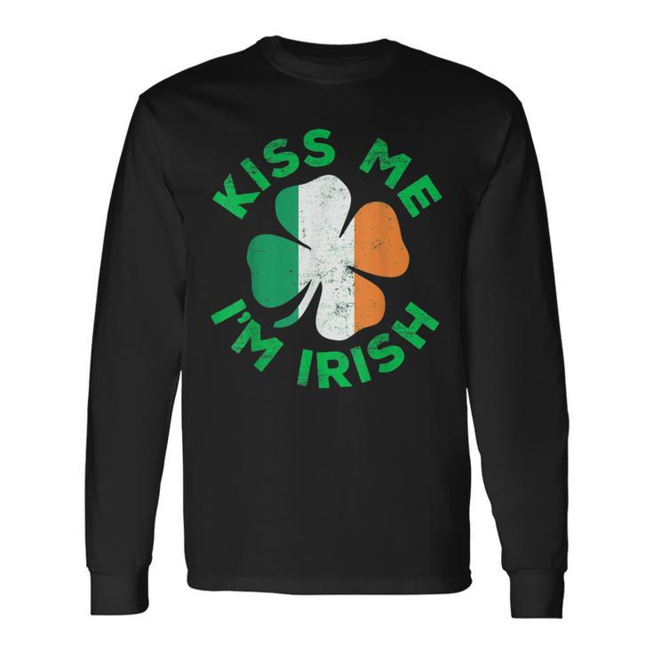 Kiss Me Im Irish Saint Patrick Day Shamrock Long Sleeve T-Shirt T-Shirt