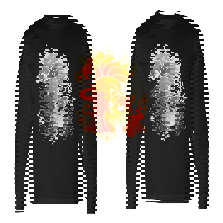 Kitsune Fox Animal Cute Japanese Anime Kawaii Fox Long Sleeve T-Shirt