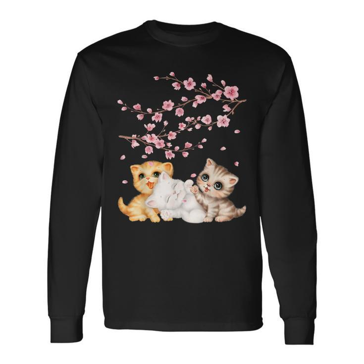 Kitten Lover Japanese Cherry Blossom Cat Art Kitten Long Sleeve T-Shirt T-Shirt