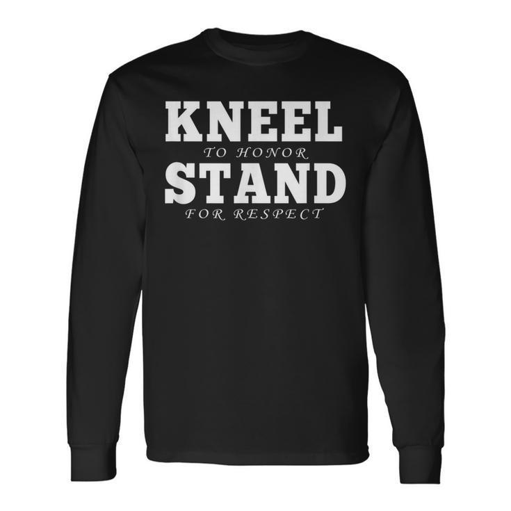 Kneel To Honor Stand For Respect Military Veteran  Men Women Long Sleeve T-shirt Graphic Print Unisex