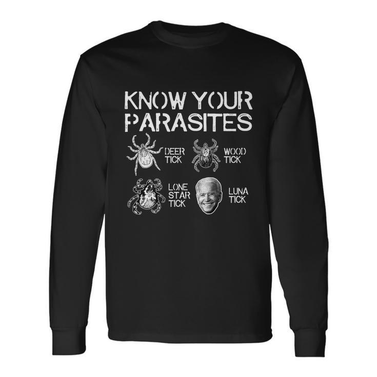 Know Your Parasites Tick Biden On Back Tshirt Long Sleeve T-Shirt