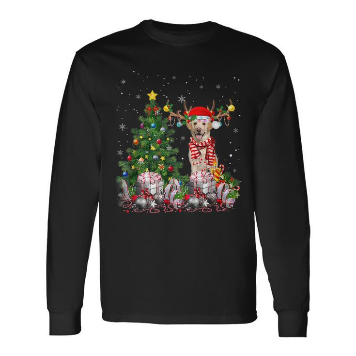 Labrador Retriever Dog Lover Matching Santa Christmas Tree  Men Women Long Sleeve T-shirt Graphic Print Unisex