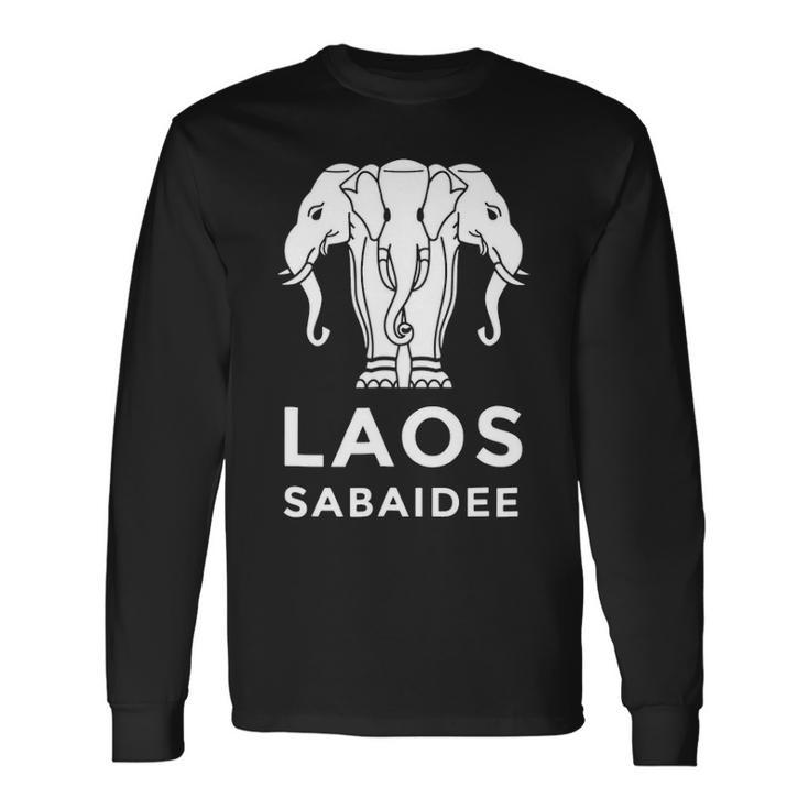 Laos Erawan 3 Headed Elephant Laotian Long Sleeve T-Shirt