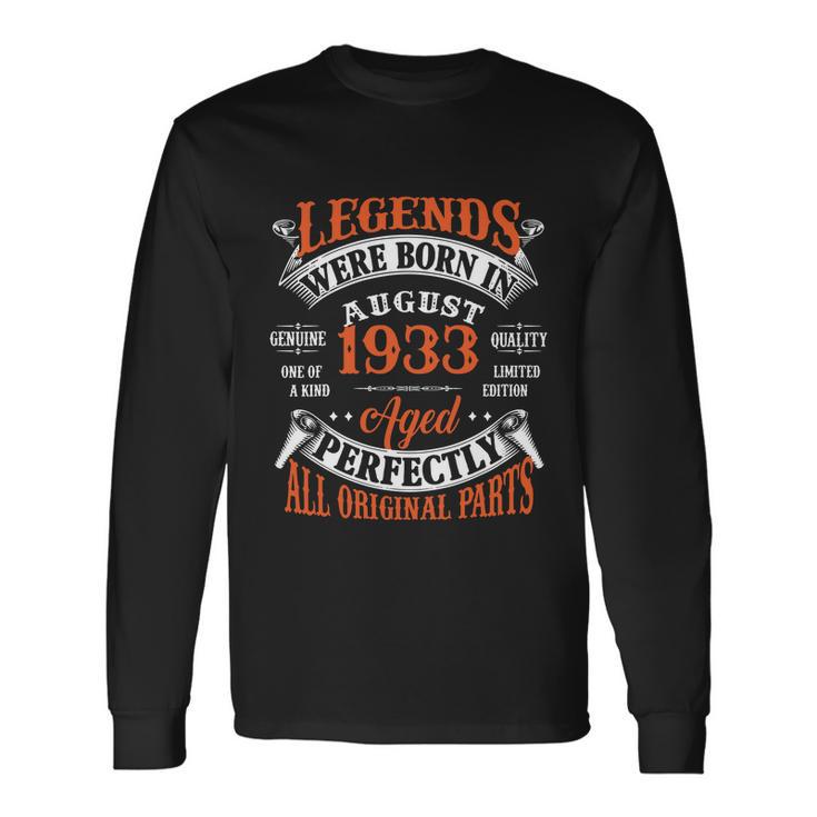 Legend 1933 Vintage 90Th Birthday Born In August 1933 Long Sleeve T-Shirt